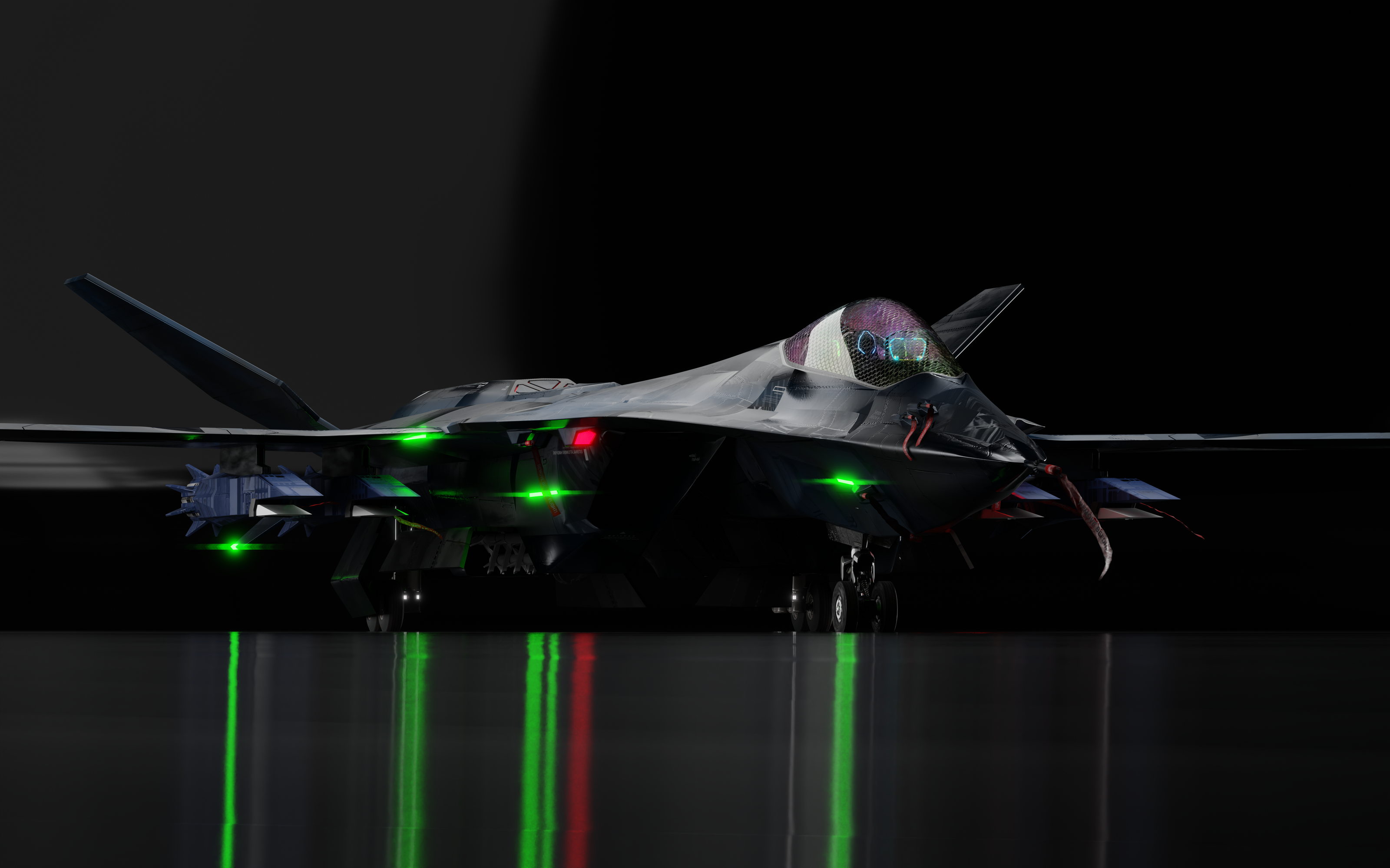 Studio render of an original forward-swept aircraft concept.